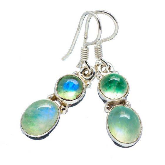 Sterling silver earrings - GREEN RAINBOW MOONSTONE - Dreams Collection