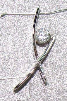 Diamond white brilliant cut CZ round facet set in Sterling Silver (pendant)