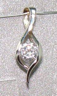 Diamond white brilliant cut CZ round facet set in Sterling Silver (pendant)