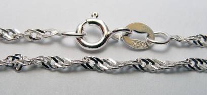 Sterling silver SINGAPORE LINK ladies anklet / ankle chain 25.5cm (2mm)