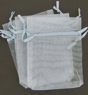 9cm x 7cm ORGANZA bags / pouches - SILVER (sold individually)