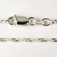 Sterling silver SINGAPORE LINK ladies neck chain 50cm (1.5mm / 25 gauge)