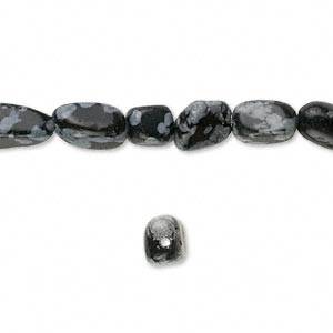 Natural SNOWFLAKE OBSIDIAN pebble beads