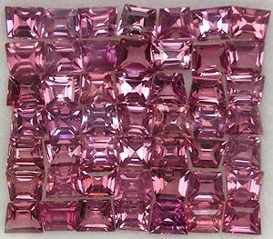 RARE!!! Natural COLOUR CHANGE GARNET 2.7mm square princess facets (Madagascar) - 53 pieces available