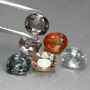 3.32cts Natural FANCY COLOURED SPINEL oval facets (Africa) - Set of 6 pieces