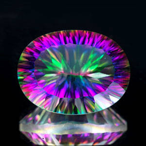 LUNCHTIME MADNESS! 18.79 cts Natural RAINBOW MYSTIC TOPAZ concave oval facet (Brazil)
