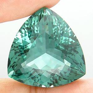 HUGE magnificent gem! 33.51 cts Natural PRASIOLITE / GREEN AMETHYST trillion facet (Uruguay)