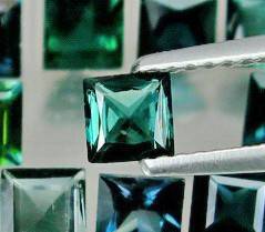 3.87cts Natural INDICOLITE TOURMALINE 4mm princess square facets (Africa) - 6 pieces available