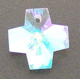 CRYSTAL AB Czech Crystal 14mm CROSS pendant / bead (not Swarovski)