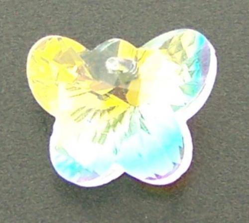 CRYSTAL AB Czech Crystal 14mm BUTTERFLY pendant / bead (not Swarovski)