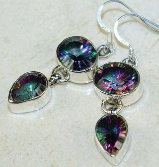 Natural MYSTIC TOPAZ set in 925 Sterling Silver (earrings)