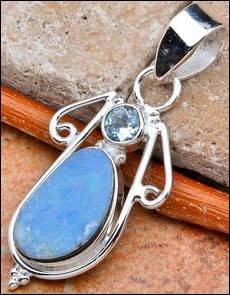 Sterling silver pendant - TOPAZ & OPAL - Dreams Collection