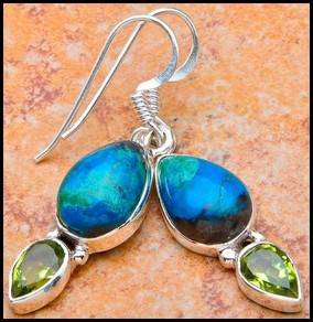 Sterling silver earrings - CHRYSOCOLLA & PERIDOT - Dreams Collection