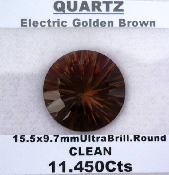 Natural 11.45 cts Golden Brown SMOKY QUARTZ  concave round facet