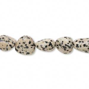 Natural DALMATIAN JASPER 16mm x 12mm tumbled nugget beads