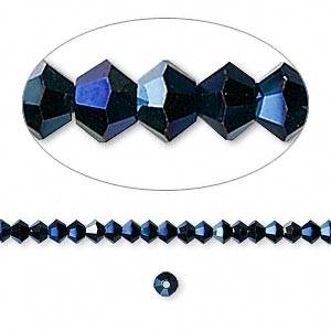 METALLIC BLUE 2X Swarovski 4mm bicone