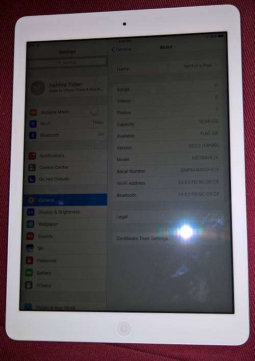 APPLE IPAD AIR ] 16GB ] WIFI ONLY ] SILVER ] MD788HC/A ]