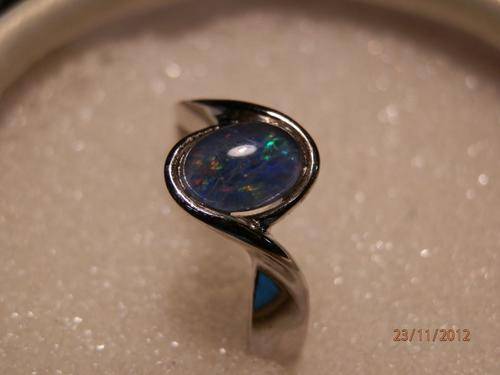 Sterling silver black opal ring