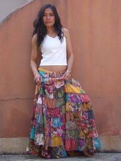 OWN YOUR OWN PIECE OF ART. EXQUSITE TIERED PATCHWORK SKIRT. CUSTOM MADE