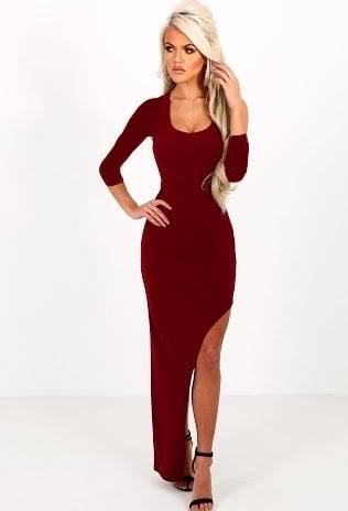 *NEW* OUTRAGEOUSLY LONG SLEEVE BOW SLIT DRESS. STUNNING!