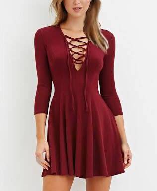 Lace up skater dress