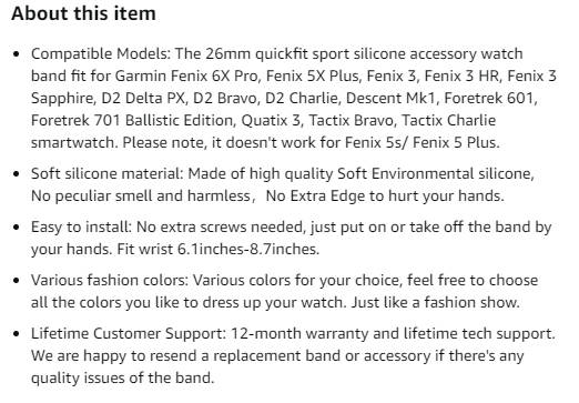 Garmin Fenix SOFT SILICONE NAVY BLUE Strap ***SEE Description***