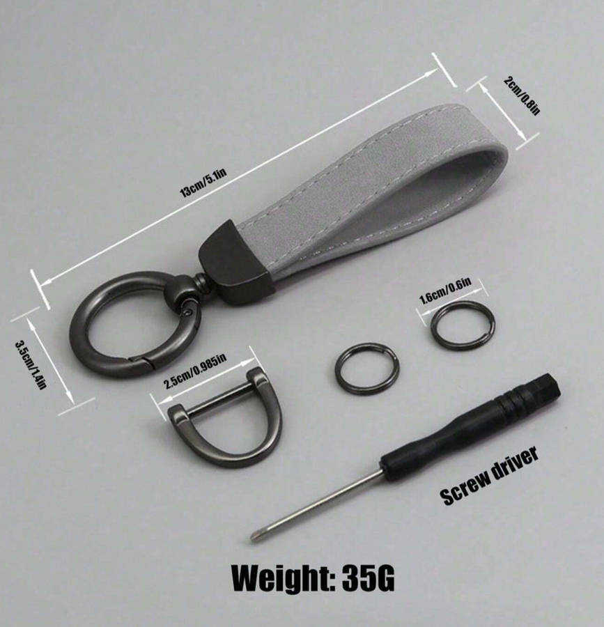 Leather Keychain with Ring Holder