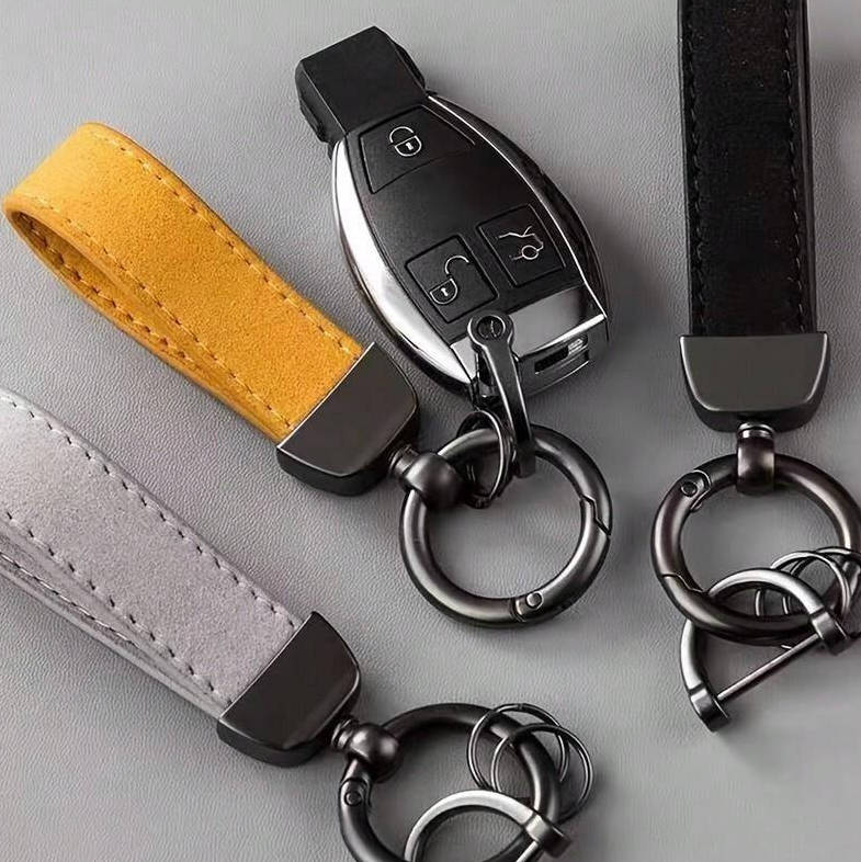 Leather Keychain with Ring Holder