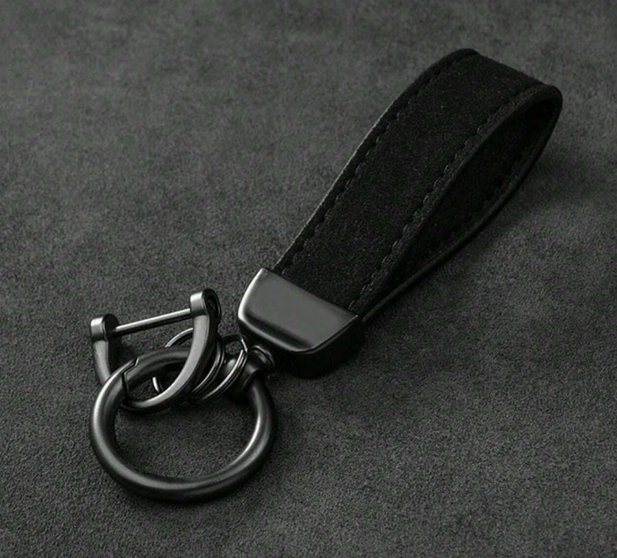 Leather Keychain with Ring Holder