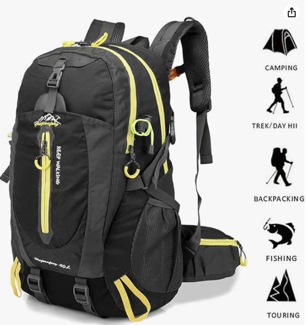 40L Unisex Water Resistant Travel / Hiking Backpack