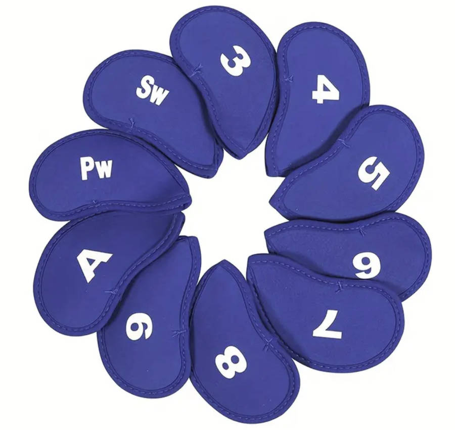 10pcs Golf Club Iron Head Covers (Blue)