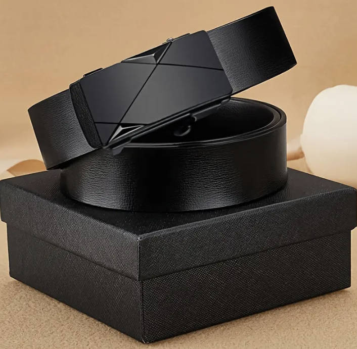 ***GOLF*** Leather Belt with Automatic Buckle (Black) 130cm