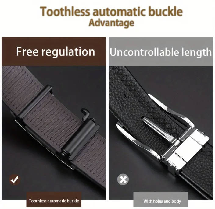 ***GOLF*** Leather Belt with Automatic Buckle (Black) 130cm
