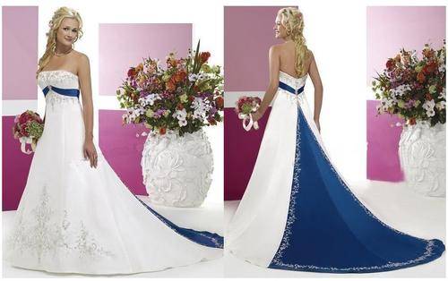 White and Blue Wedding Dress