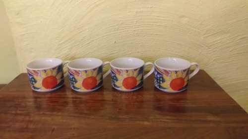 Rare Retro 1980`s China Pearl Stoneware Coffee Cups