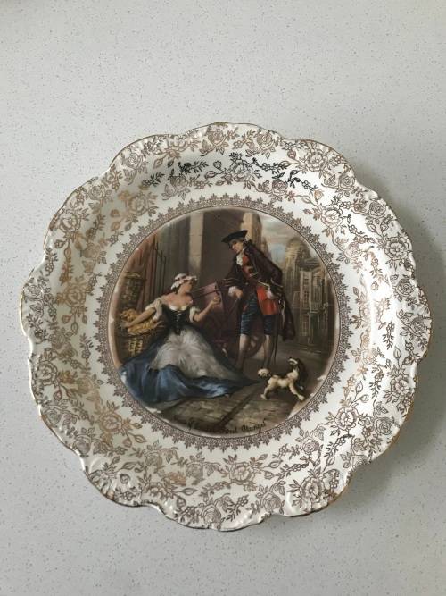 OLD FOLEY JAMES KENT LTD STAFFORDSHIRE MADE IN ENLAND NR 5224 WALL PLATE QUES OF LONDON SWEET ORANGE