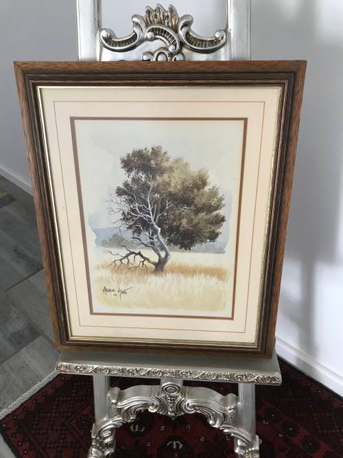 `MALACHI SMITH` ORIGINAL SIGNED PAINTING AUTHENTICATED BY THE MASTER HIMSELF. BUSHVELD - SUNSET 1987