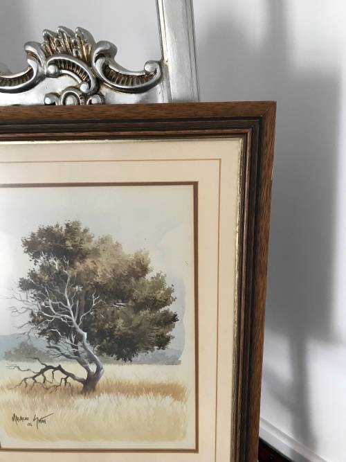 `MALACHI SMITH` ORIGINAL SIGNED PAINTING AUTHENTICATED BY THE MASTER HIMSELF. BUSHVELD - SUNSET 1987