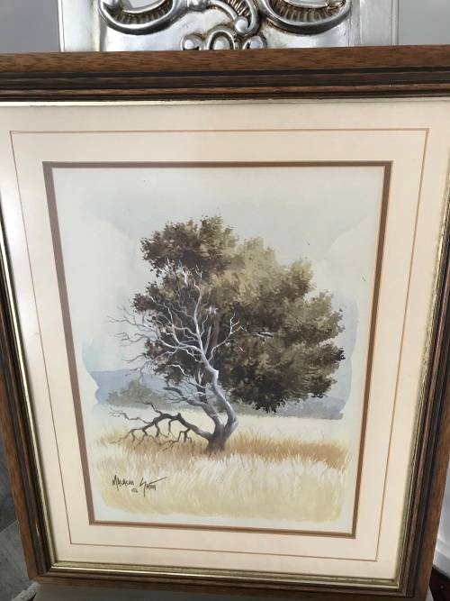 `MALACHI SMITH` ORIGINAL SIGNED PAINTING AUTHENTICATED BY THE MASTER HIMSELF. BUSHVELD - SUNSET 1987