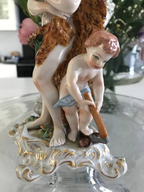 ANTIQUE!! Circa 1918 - ORIGINAL MARK - SITZENDORF `ALLEGORY OF WINTER` PORCELAIN FIGURE