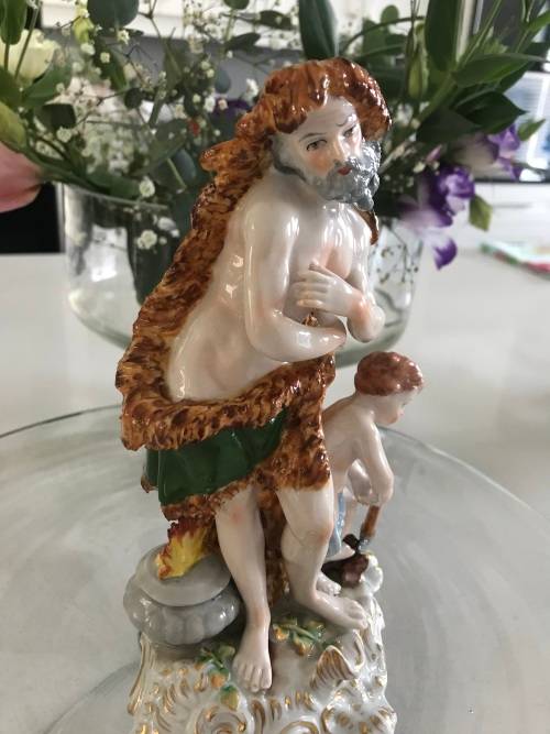 ANTIQUE!! Circa 1918 - ORIGINAL MARK - SITZENDORF `ALLEGORY OF WINTER` PORCELAIN FIGURE