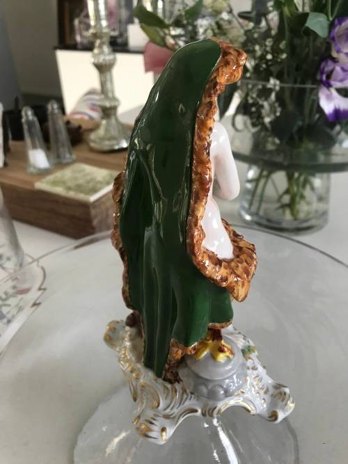 ANTIQUE!! Circa 1918 - ORIGINAL MARK - SITZENDORF `ALLEGORY OF WINTER` PORCELAIN FIGURE