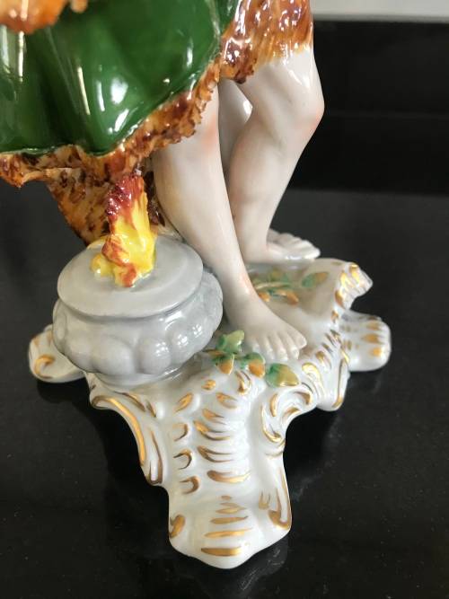 ANTIQUE!! Circa 1918 - ORIGINAL MARK - SITZENDORF `ALLEGORY OF WINTER` PORCELAIN FIGURE