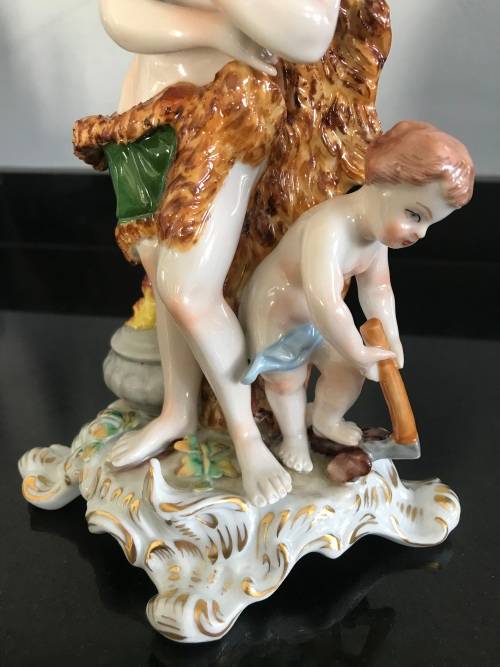 ANTIQUE!! Circa 1918 - ORIGINAL MARK - SITZENDORF `ALLEGORY OF WINTER` PORCELAIN FIGURE