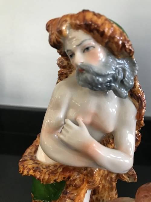 ANTIQUE!! Circa 1918 - ORIGINAL MARK - SITZENDORF `ALLEGORY OF WINTER` PORCELAIN FIGURE