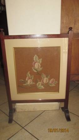 Vintage Oak Fire screen with Tapestry Inlay
