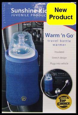 BABY *** Warm & Go Travel Bottle Warmer *** Insulated / Stretch Design *** Plugs into Vehicle