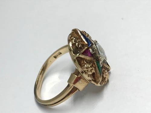VINTAGE Military Badge Ring with Sapphires