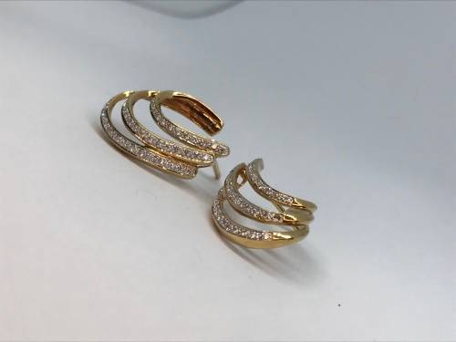 Diamond Covered Gold Earrings