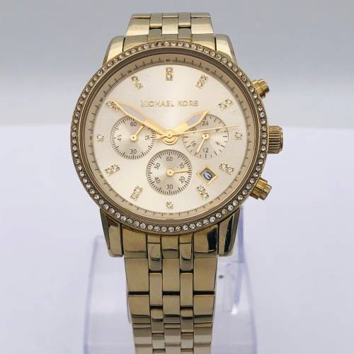 *MICHAEL KORS LADIES GOLD CHRONOGRAPH WATCH* R1 BIDS